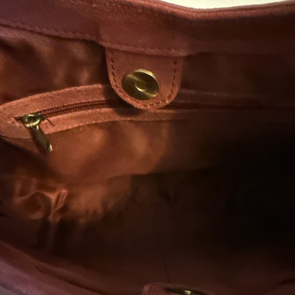 NWT Red Suede Leather Small Shoulder Bag Casual Career Basic Essential Chic - Picture 8 of 13